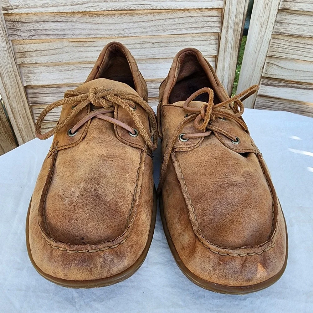 Born Sz 10.5 Brown Leather Boat Shoe Loafer Preppy Moccasin Quiet Luxury Casual